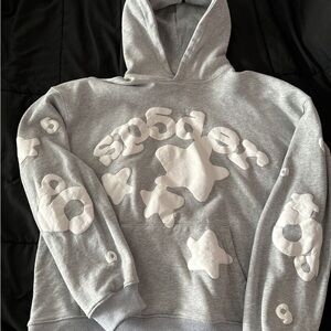 Gray Hoodie with White Graphics